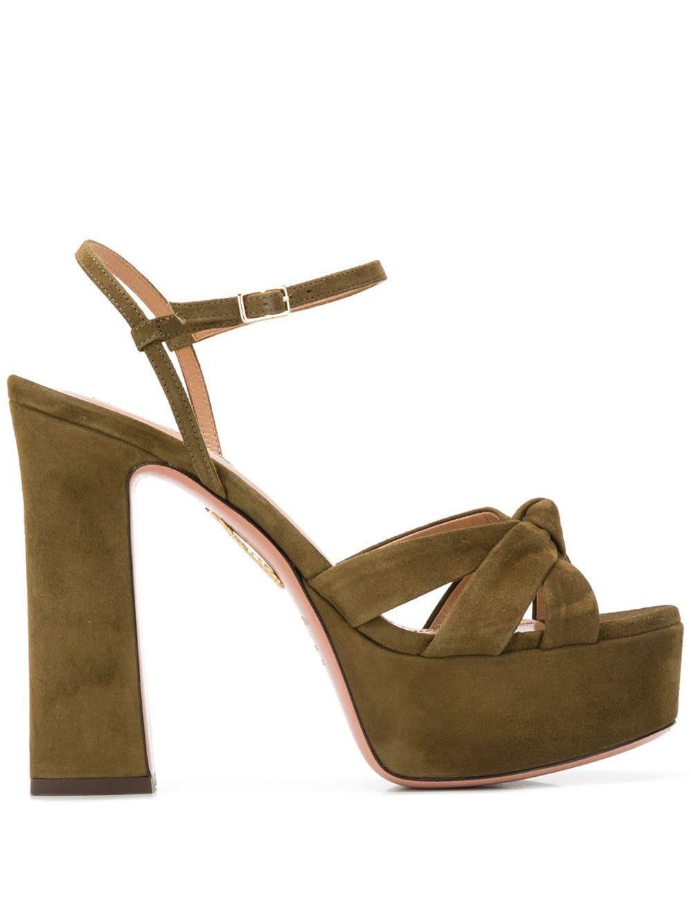 Aquazzura Suede Baba Platform Sandals in Green - Lyst