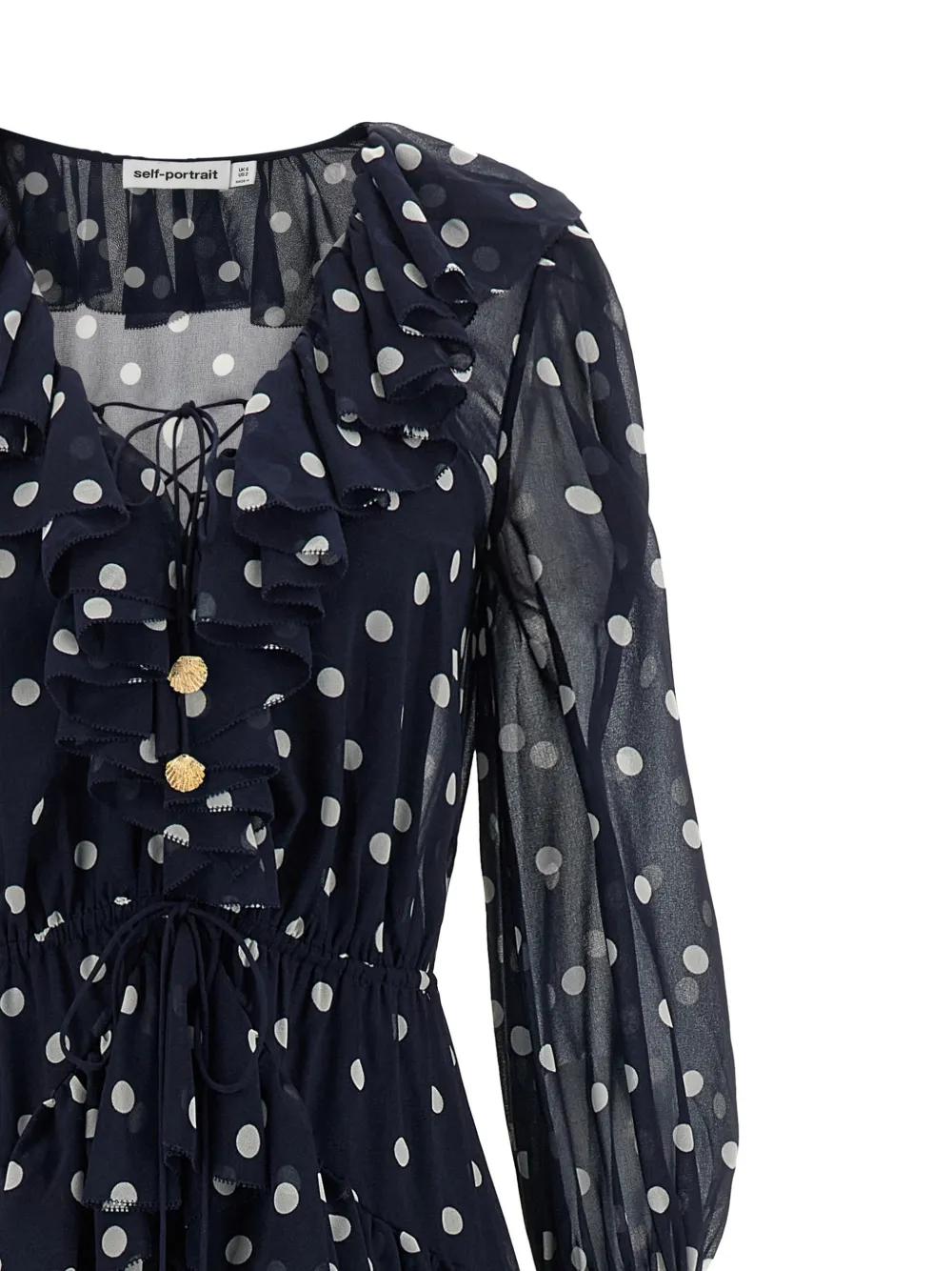 blue summer dress short sleeve Lace Long Sleeve Ruched Bodycon Dress, Navy Polka Dot – Jolie Moi Retail