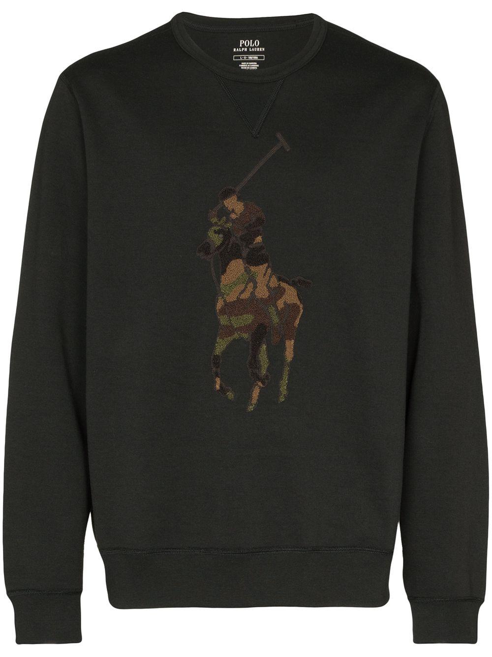 Polo Ralph Lauren Camouflage Horse Logo Sweatshirt in Black for Men | Lyst