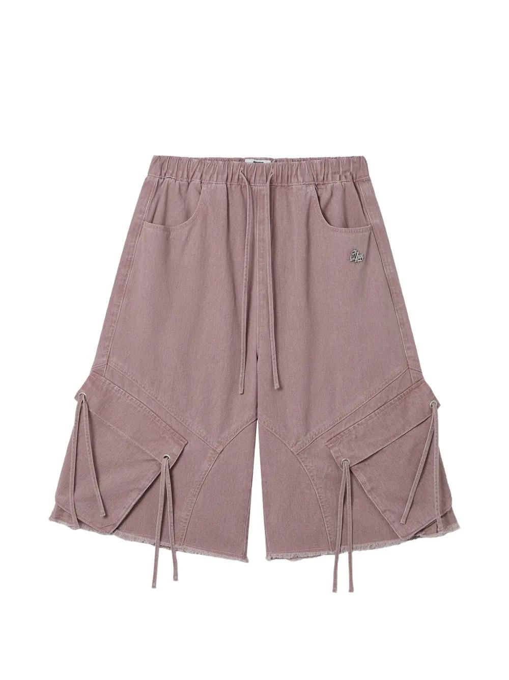 Pantaloncini cargo da donna casual in cotone e lino, a gamba