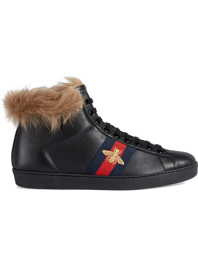 gucci ace sneakers with fur