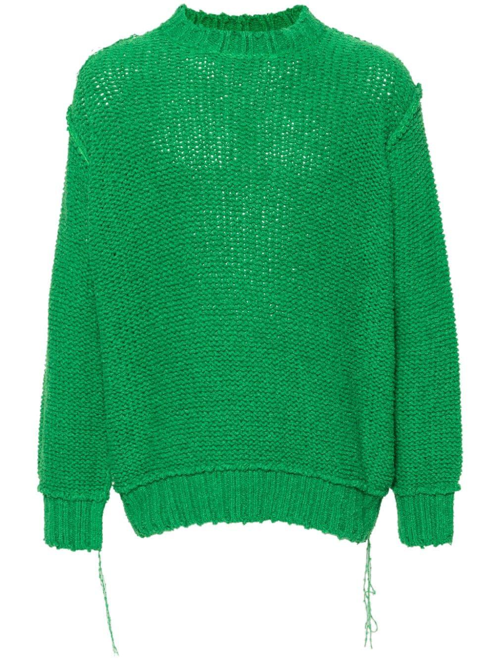 sacai book-print chunky-knit jumper - Brown