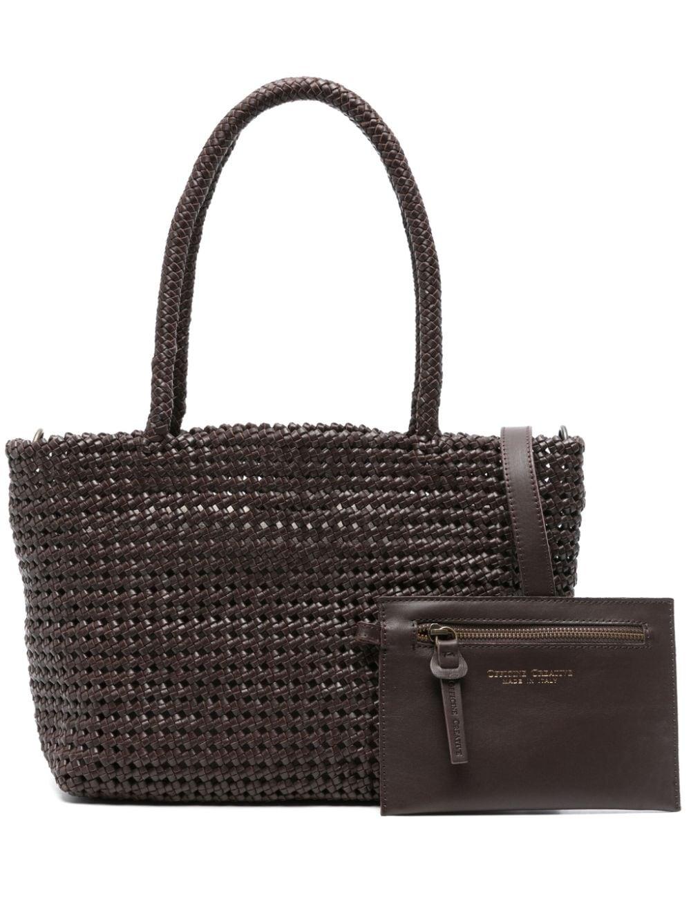 Officine Creative Susan woven leather tote bag - Brown