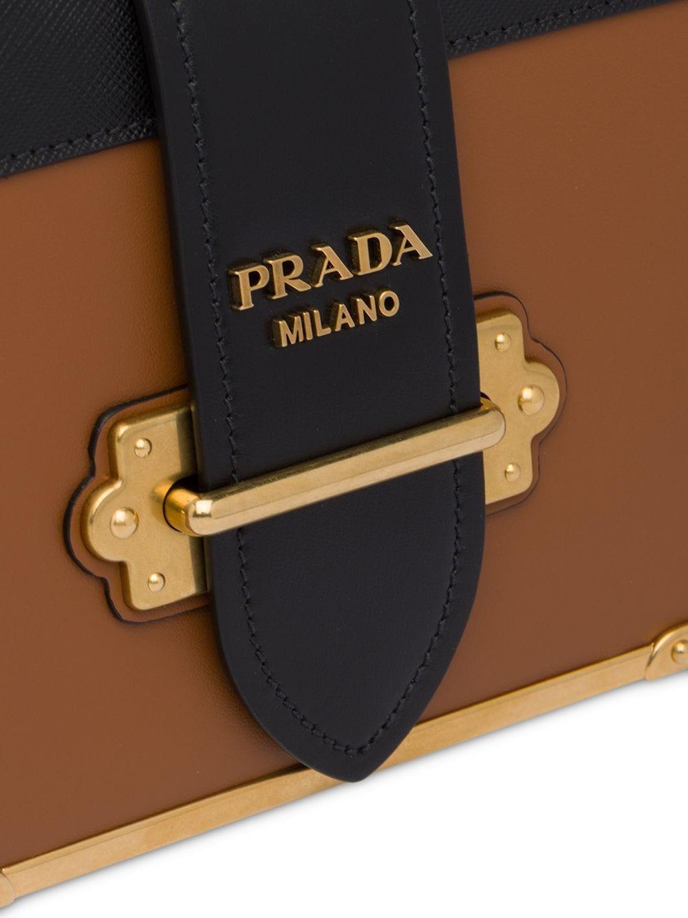 Prada Cahier Leather Shoulder Bag in Brown | Lyst