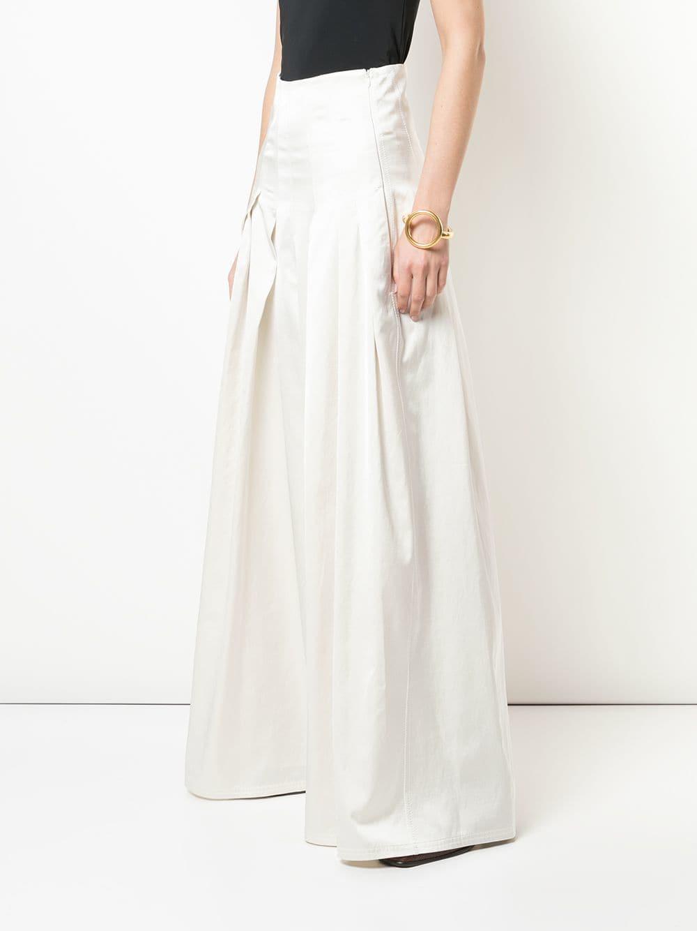 white pleated palazzo pants