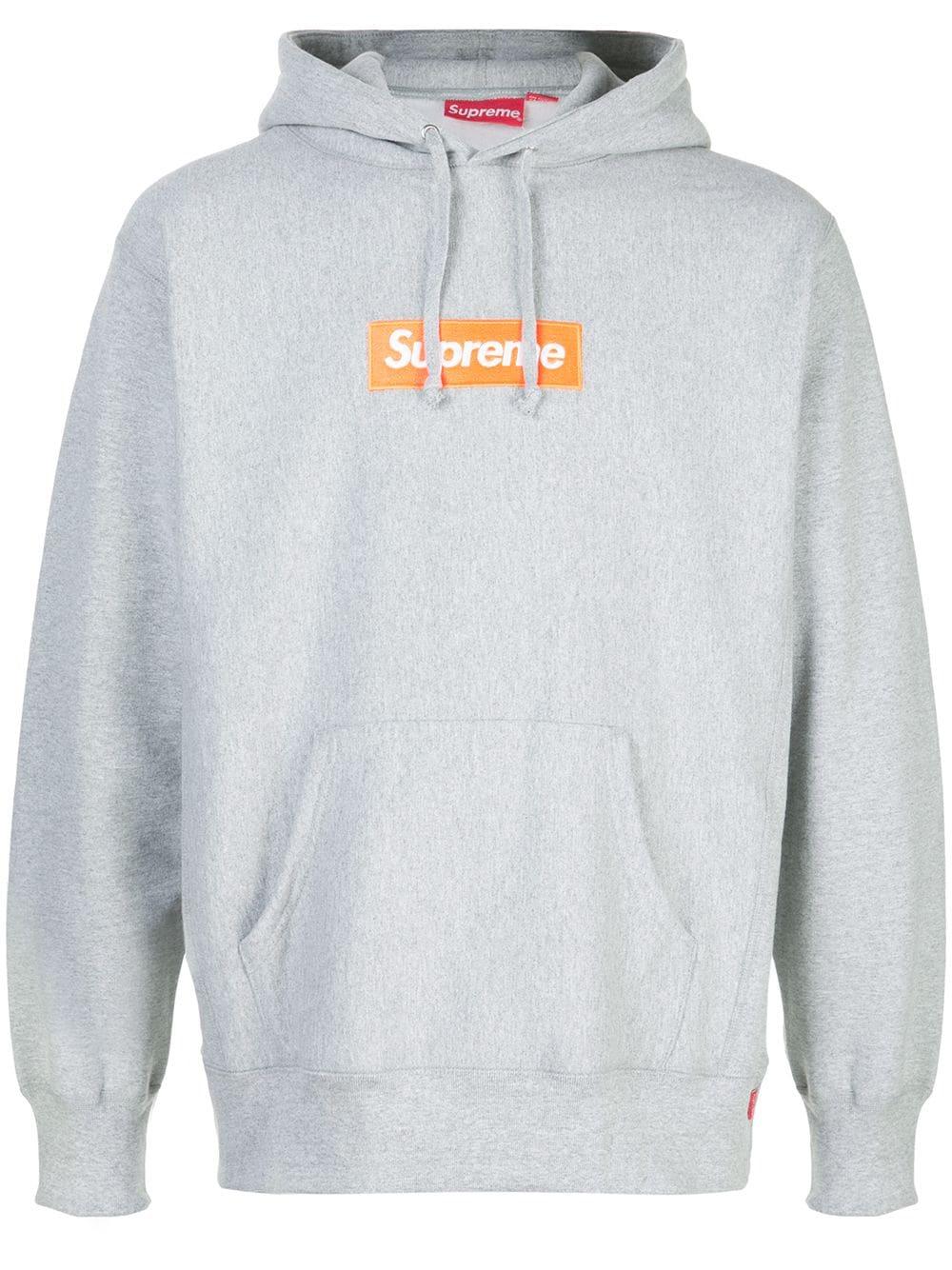 grey and orange supreme hoodie
