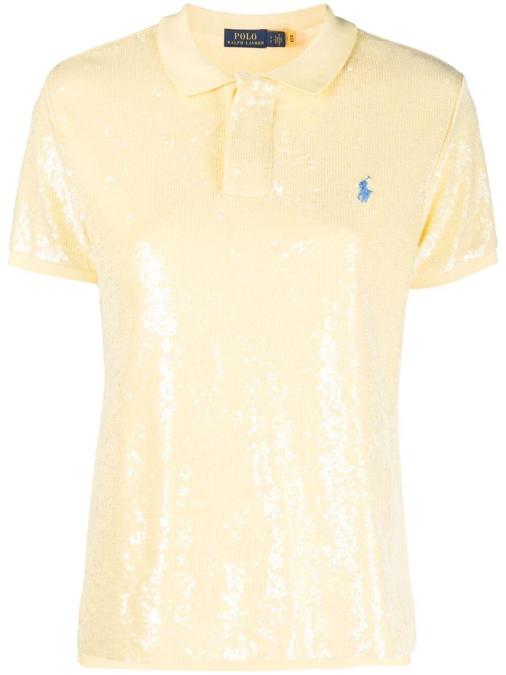 Polo Ralph Lauren Cotton Sequin-embellished Polo Shirt in Yellow | Lyst
