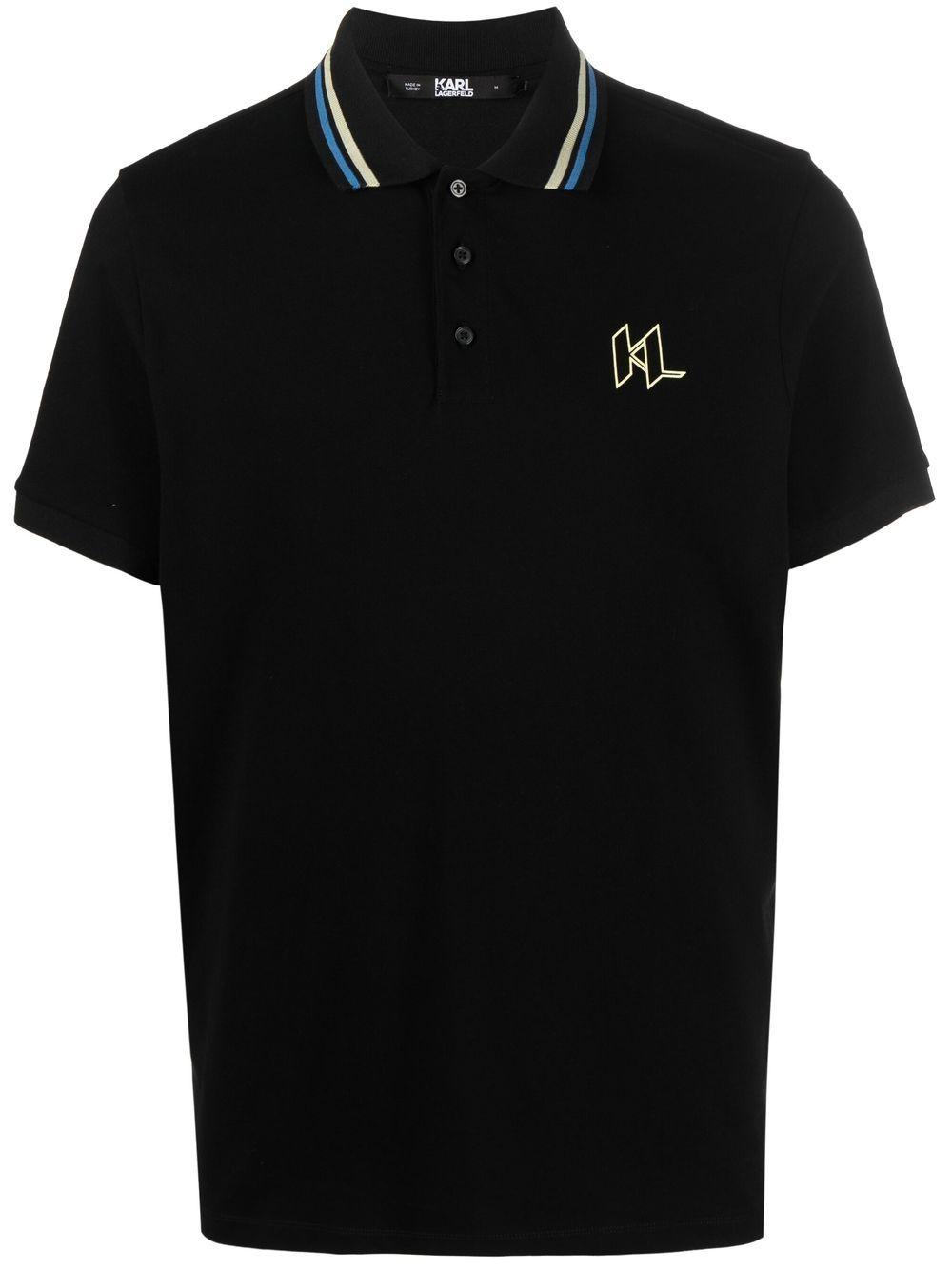 Karl Lagerfeld Monogram Short-sleeve Polo Shirt in Black for Men | Lyst