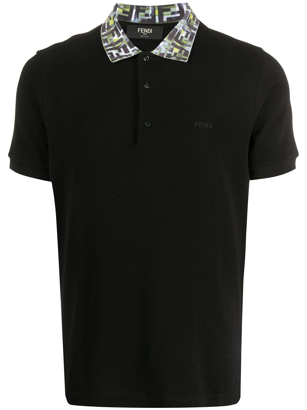 Fendi Cotton Ff Collar Polo Shirt in Black for Men - Lyst
