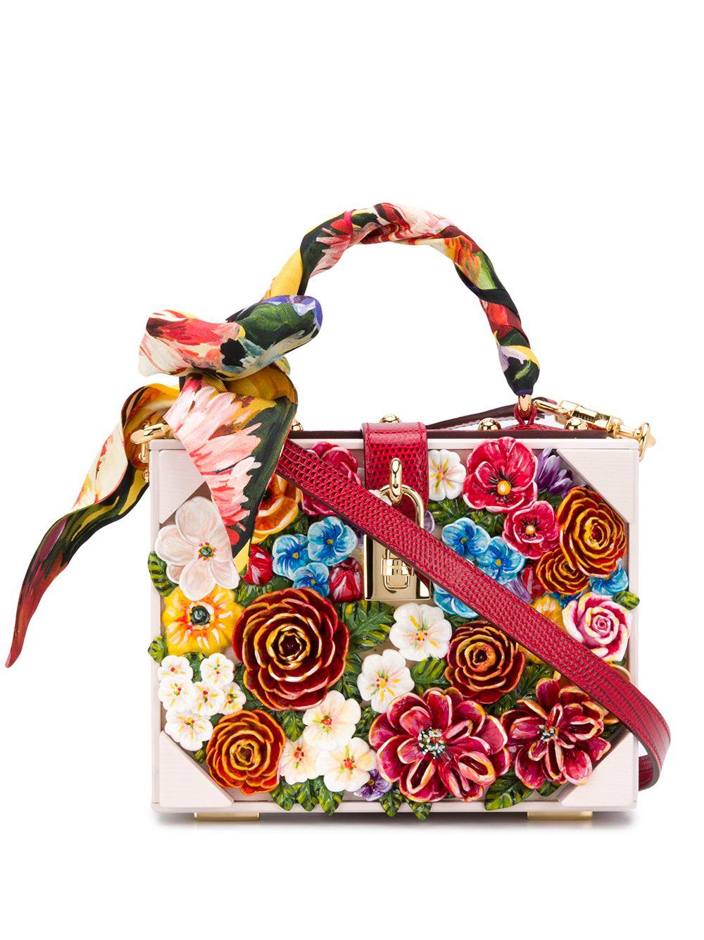 Dolce & Gabbana Leather Floral Embellished Dolce Box Bag | Lyst