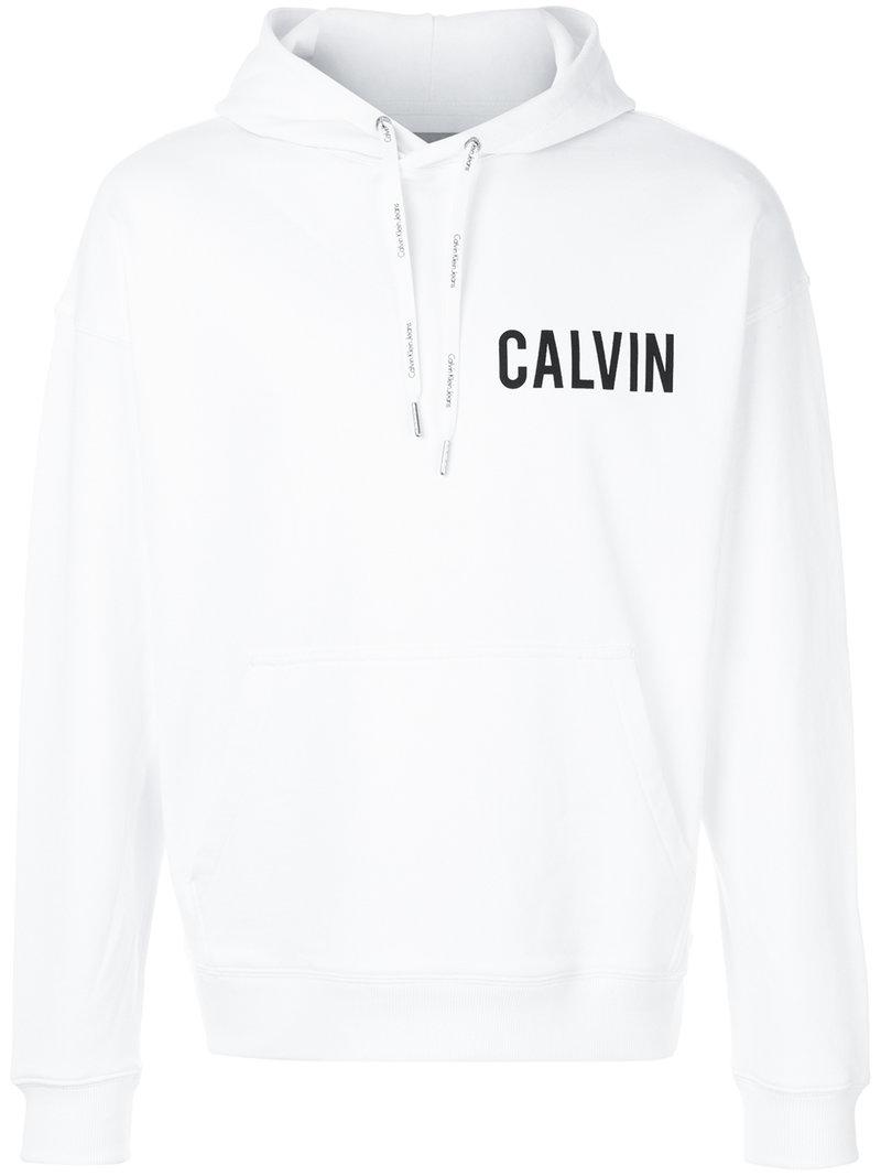 Calvin Klein Cotton Hardcore Drawstring Hoodie in White for Men - Lyst