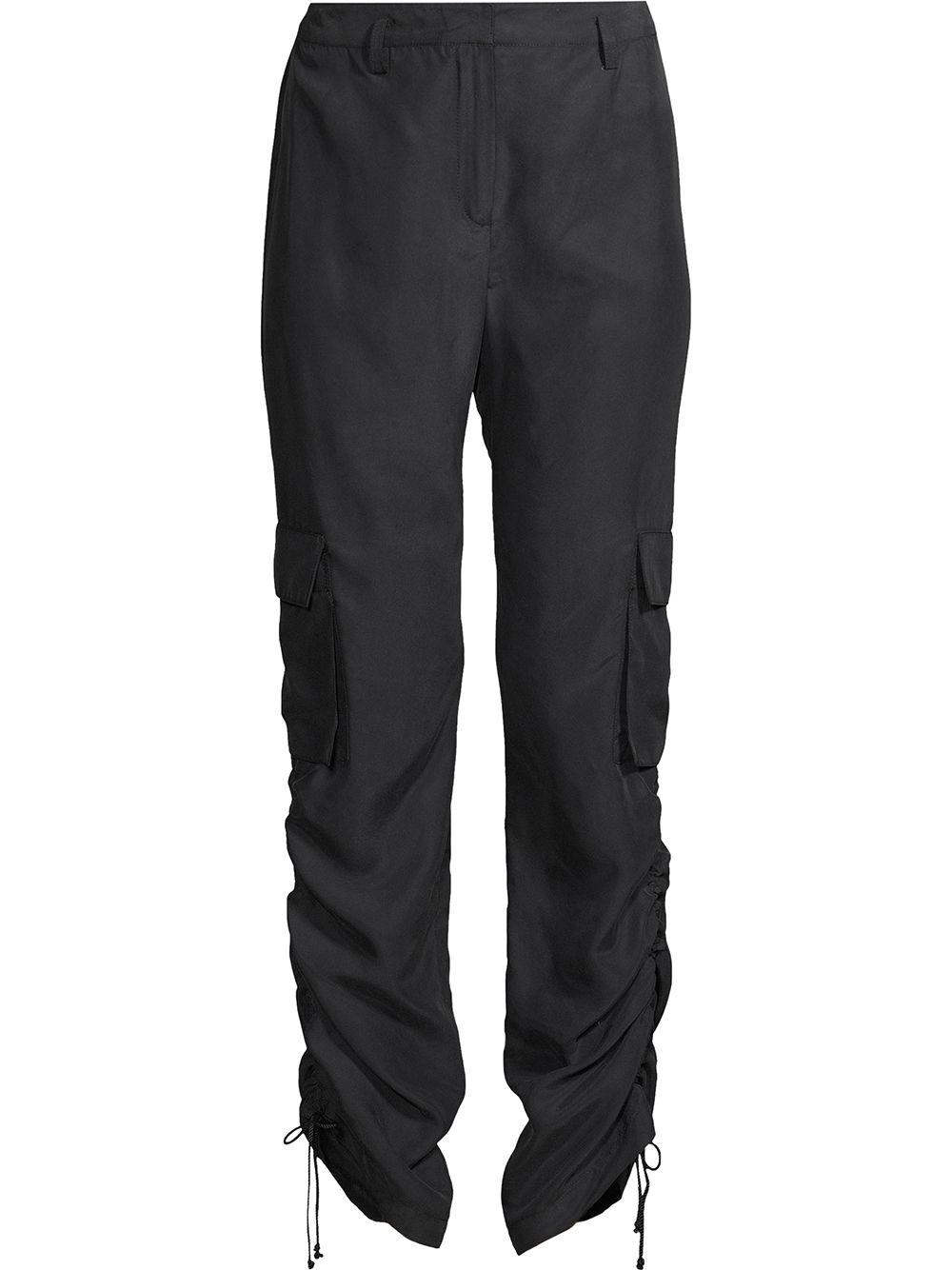 black silk cargo pants