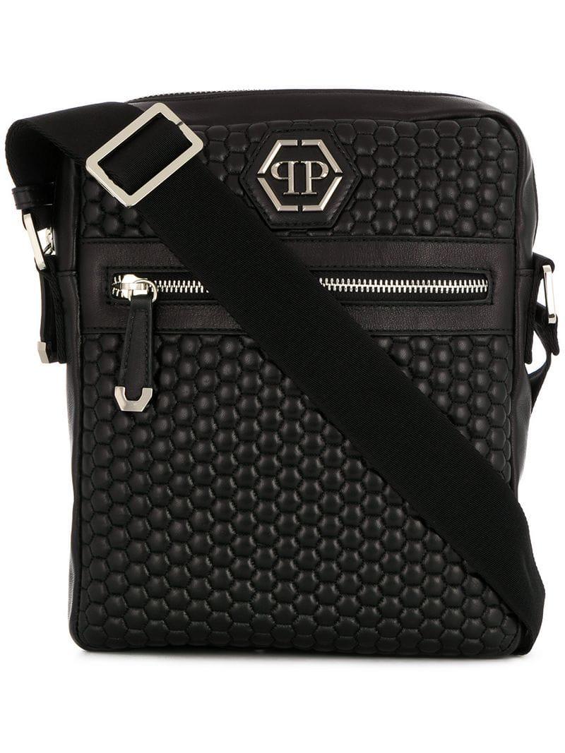 Philipp Plein Quilted Messenger Bag in Black for Men | Lyst UK