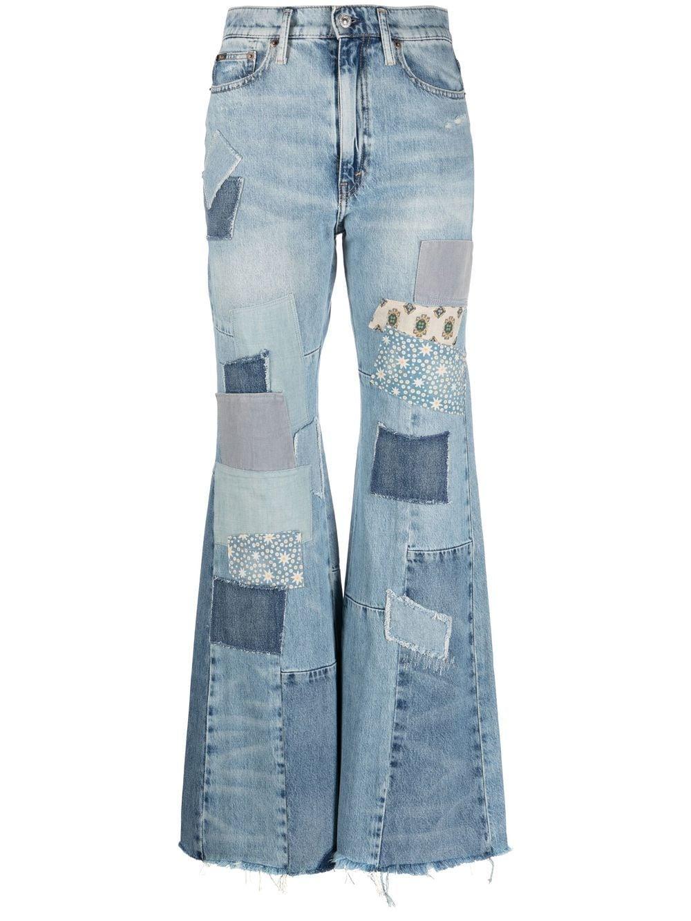 Polo Ralph Lauren Patchwork Flared Jeans in Blue | Lyst