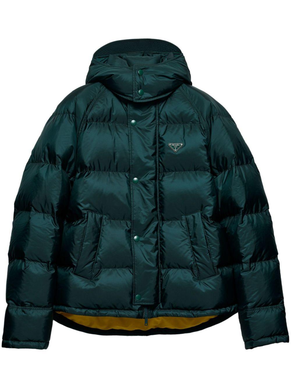 Prada メンズ グリーン Re-nylon クロップド ダウンジャケット ジャケット