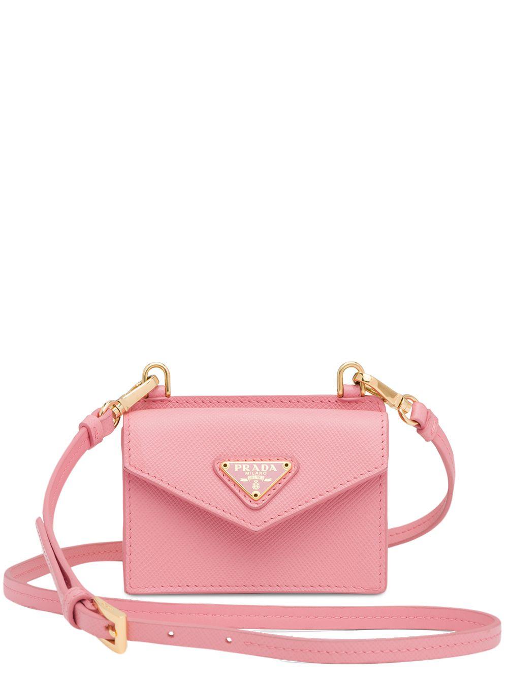 Prada Leather Shoulder Strap Cardholder in Pink Lyst