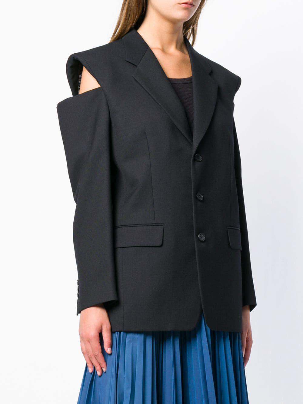 Maison Margiela Wool Cut-out Shoulder Blazer in Black | Lyst