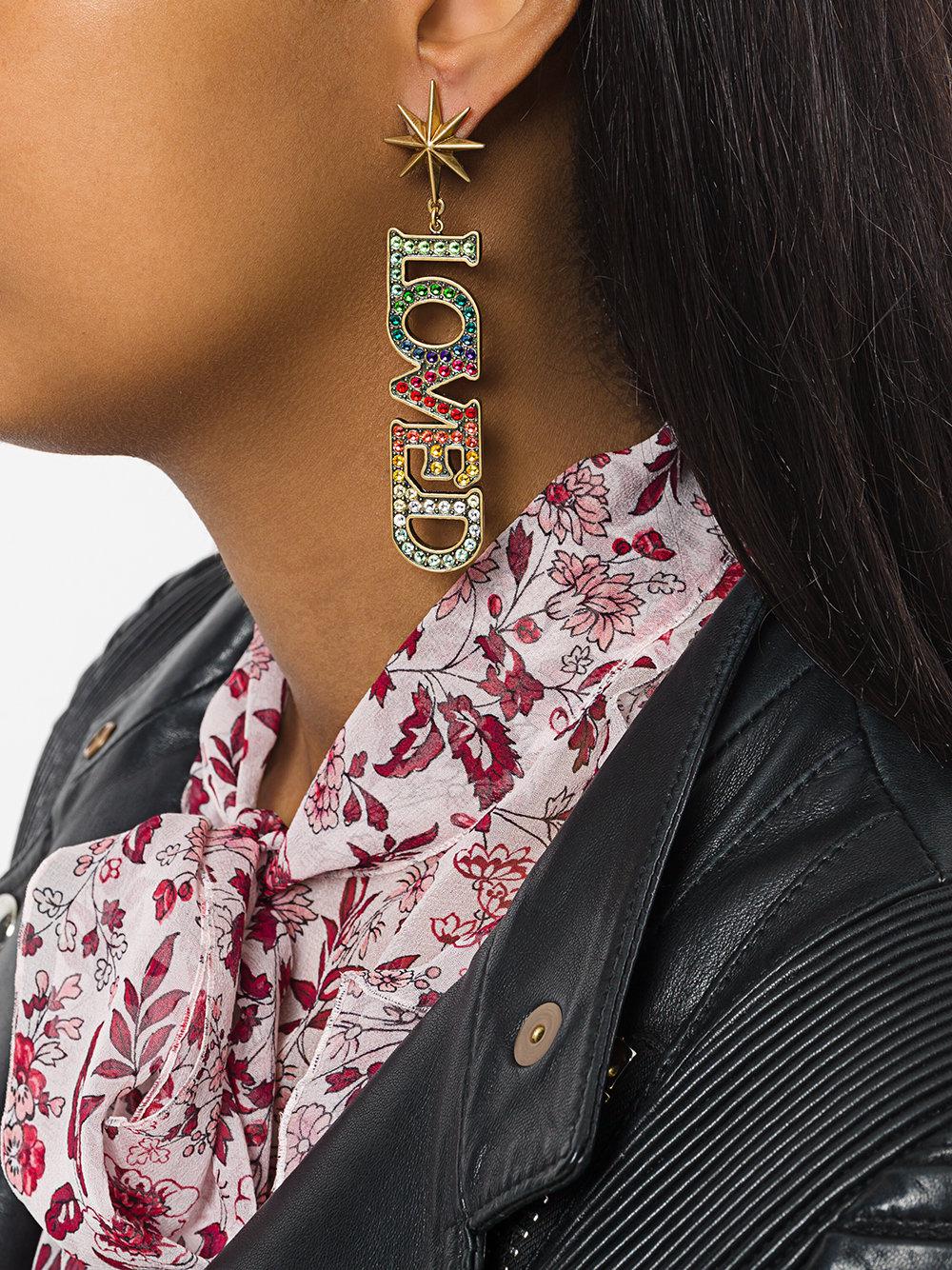 Gucci Pendant Earrings With Crystals Metallic | Lyst