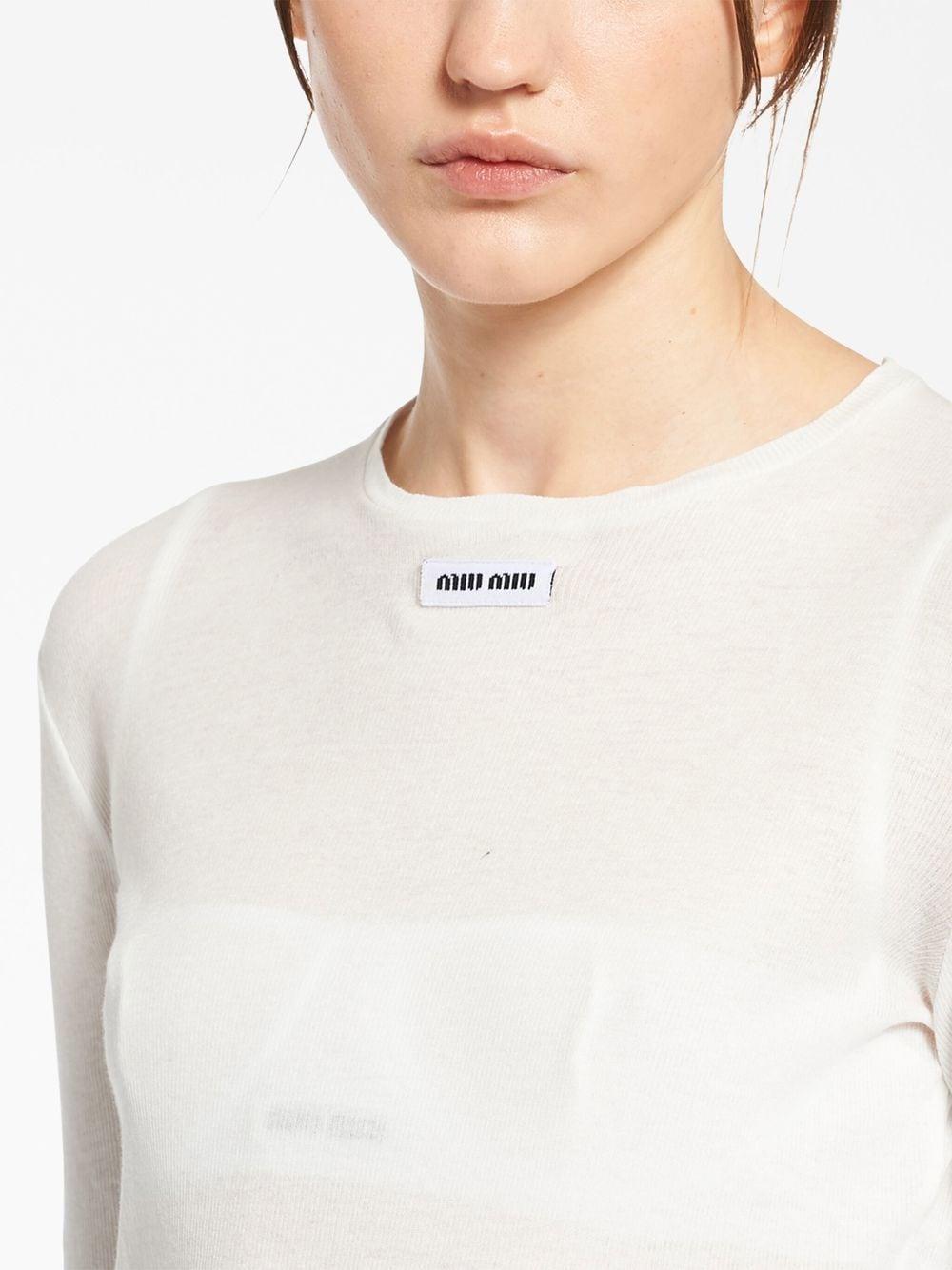 Miu Miu Logo-patch Ribbed Jersey Dress in White | Lyst
