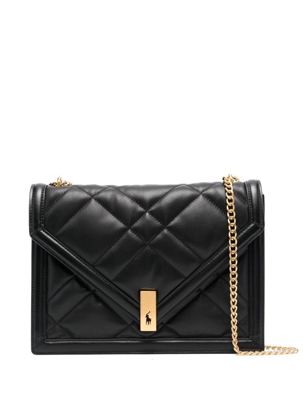 Polo Ralph Lauren Matelassé-effect Leather Crossbody Bag in Black | Lyst