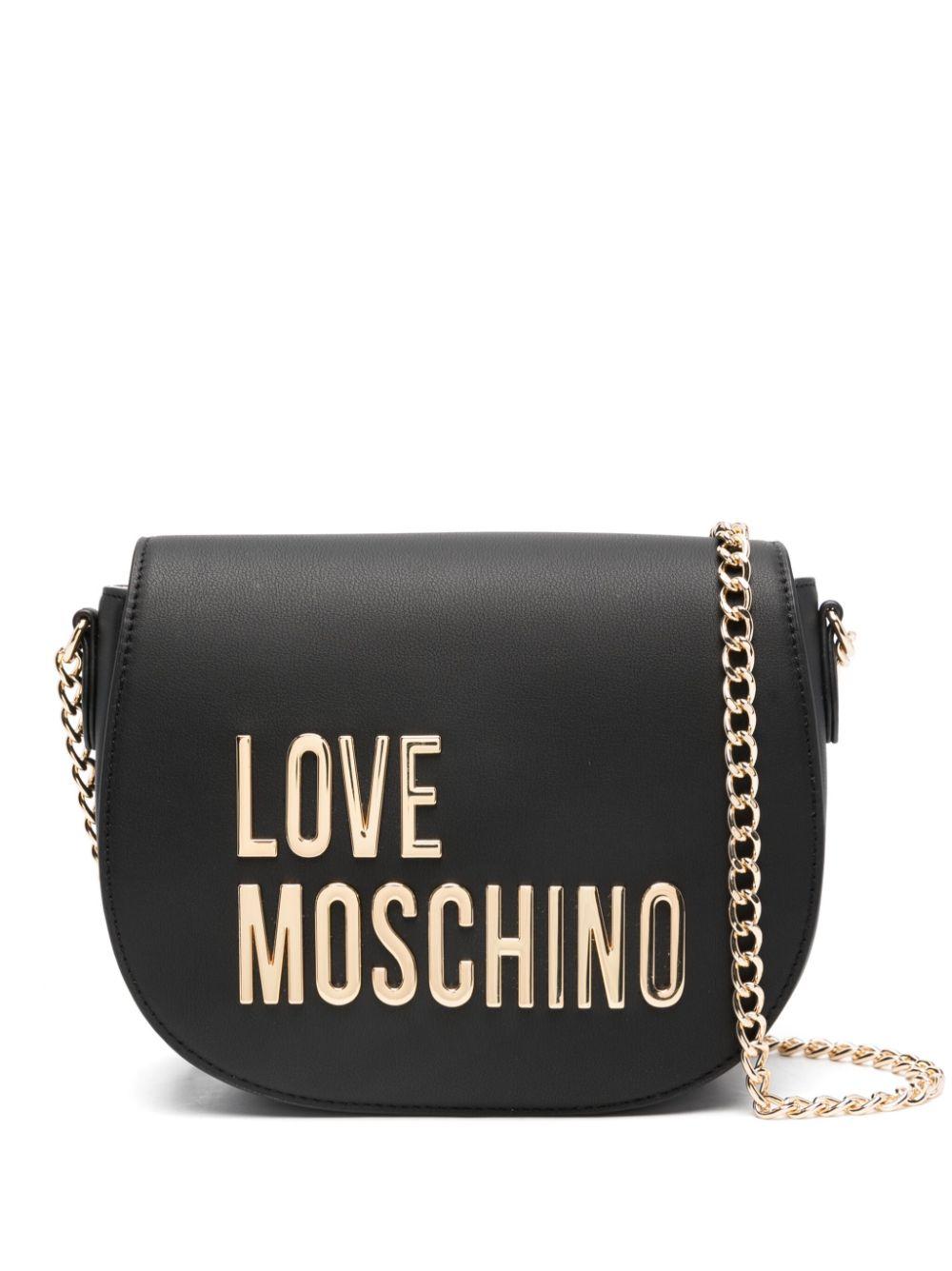 Love Moschino Logo lettering Faux leather Crossbody Bag in Black