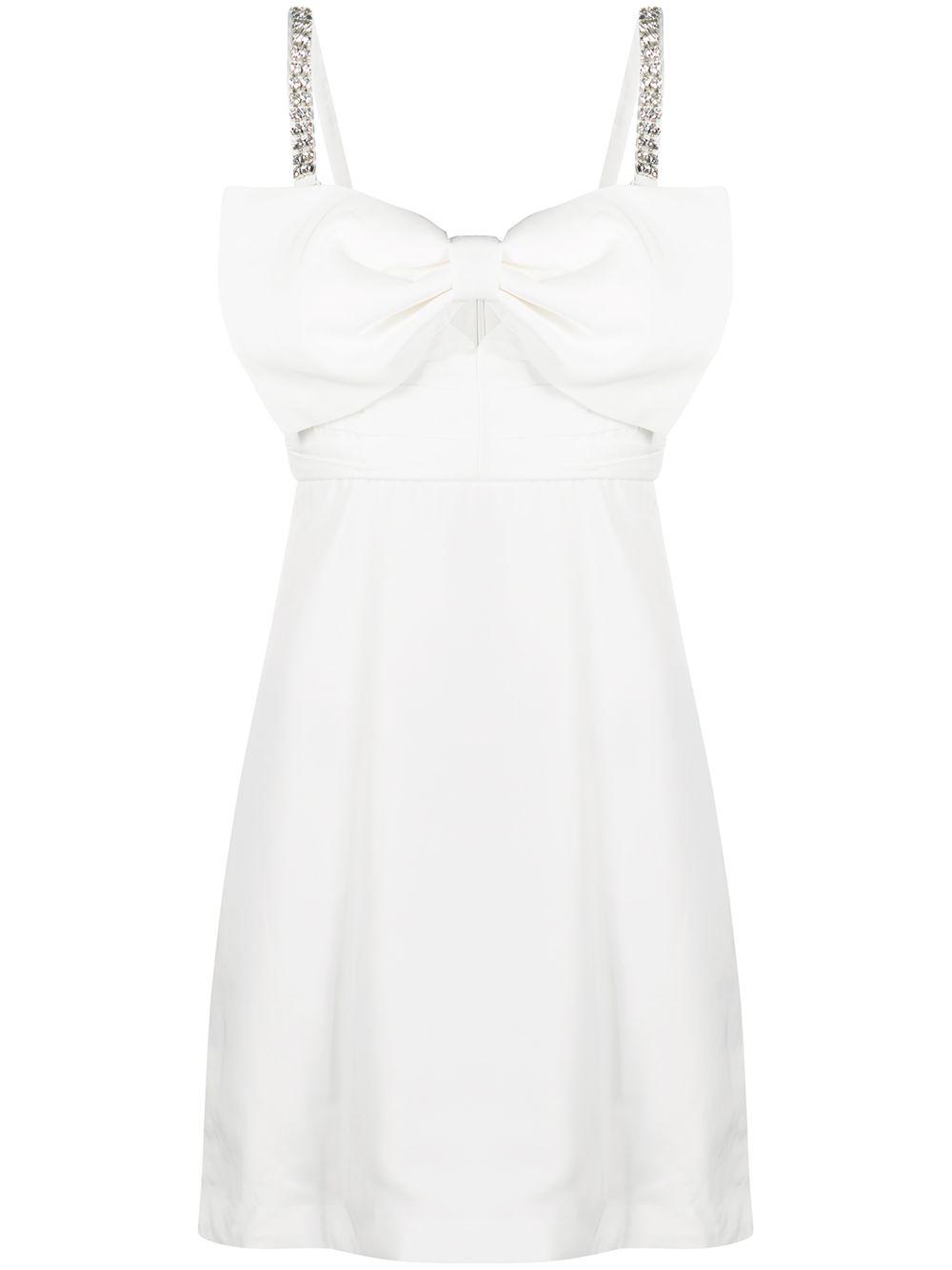 Self-Portrait Taffeta Bow Mini Dress in White - Lyst