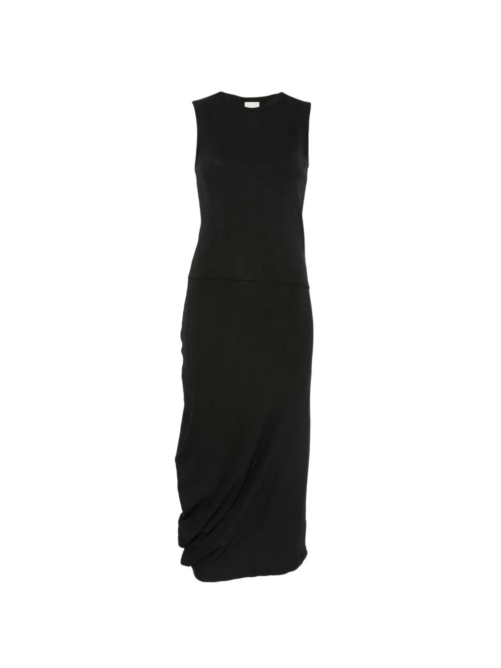 floor length off the shoulder dress Off The Shoulder Tiered Prom Dress with Slit Black main image 1