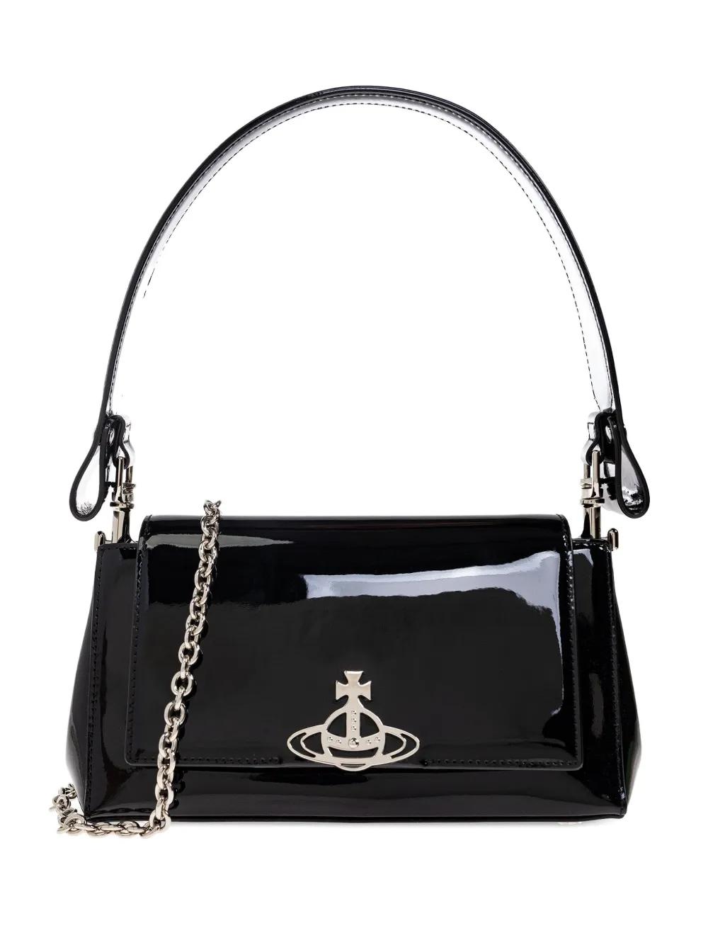 Vivienne Westwood Patent-Leather Orb Shoulder Bag in Black | Lyst
