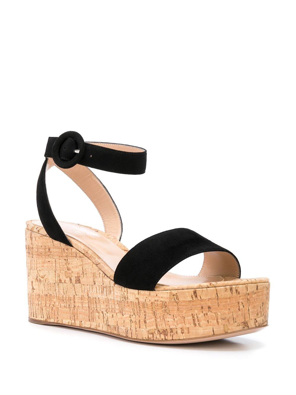 Gianvito Rossi Leather Open-toe Wedge Sandals in Black - Lyst