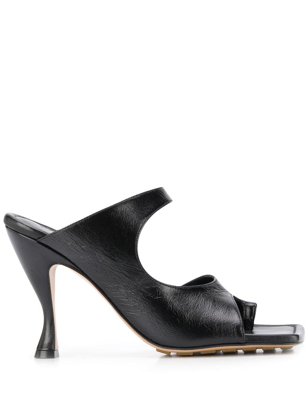 Bottega Veneta Square Toe Strappy 90mm Sandals in Black | Lyst