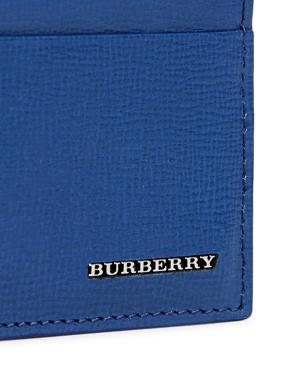 Burberry House Check Chase Deep Blue Grainy Leather Money Clip