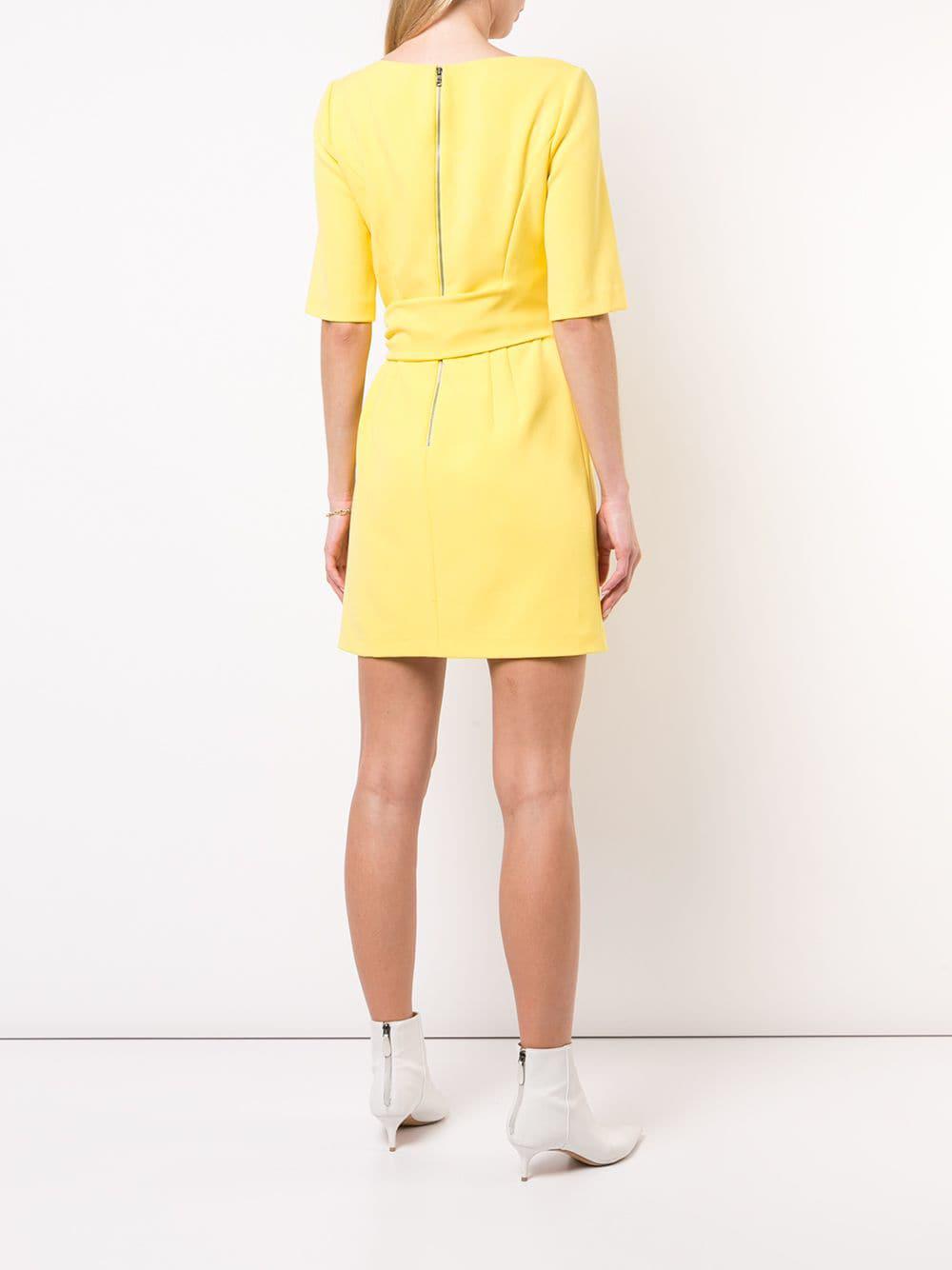 Alice + Olivia Synthetic Belted Shift Dress in Yellow - Lyst
