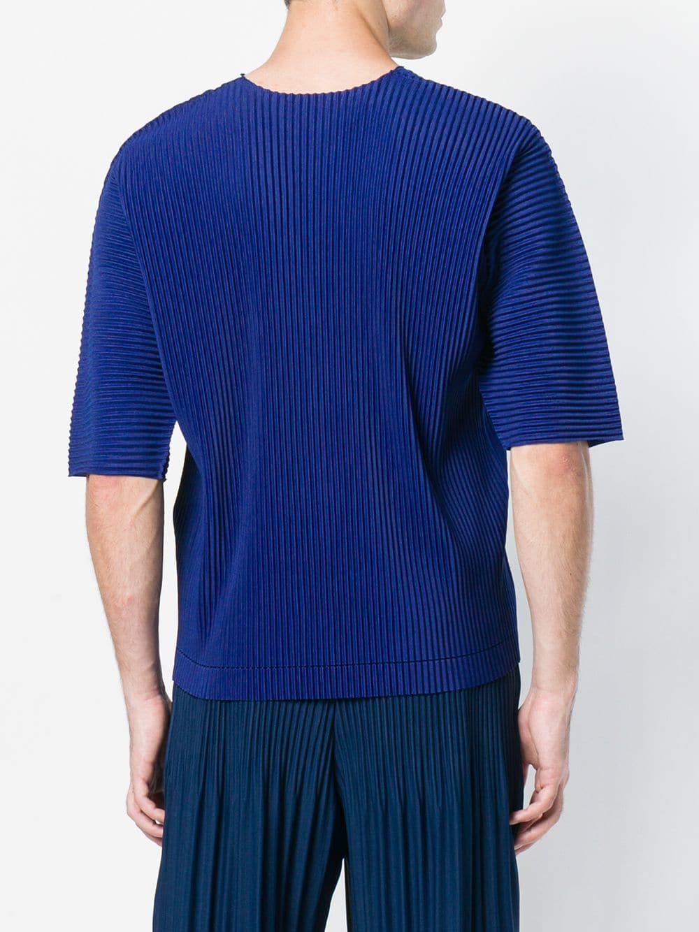 Homme Plissé Issey Miyake Short-sleeve Pleated T-shirt in Blue for Men ...