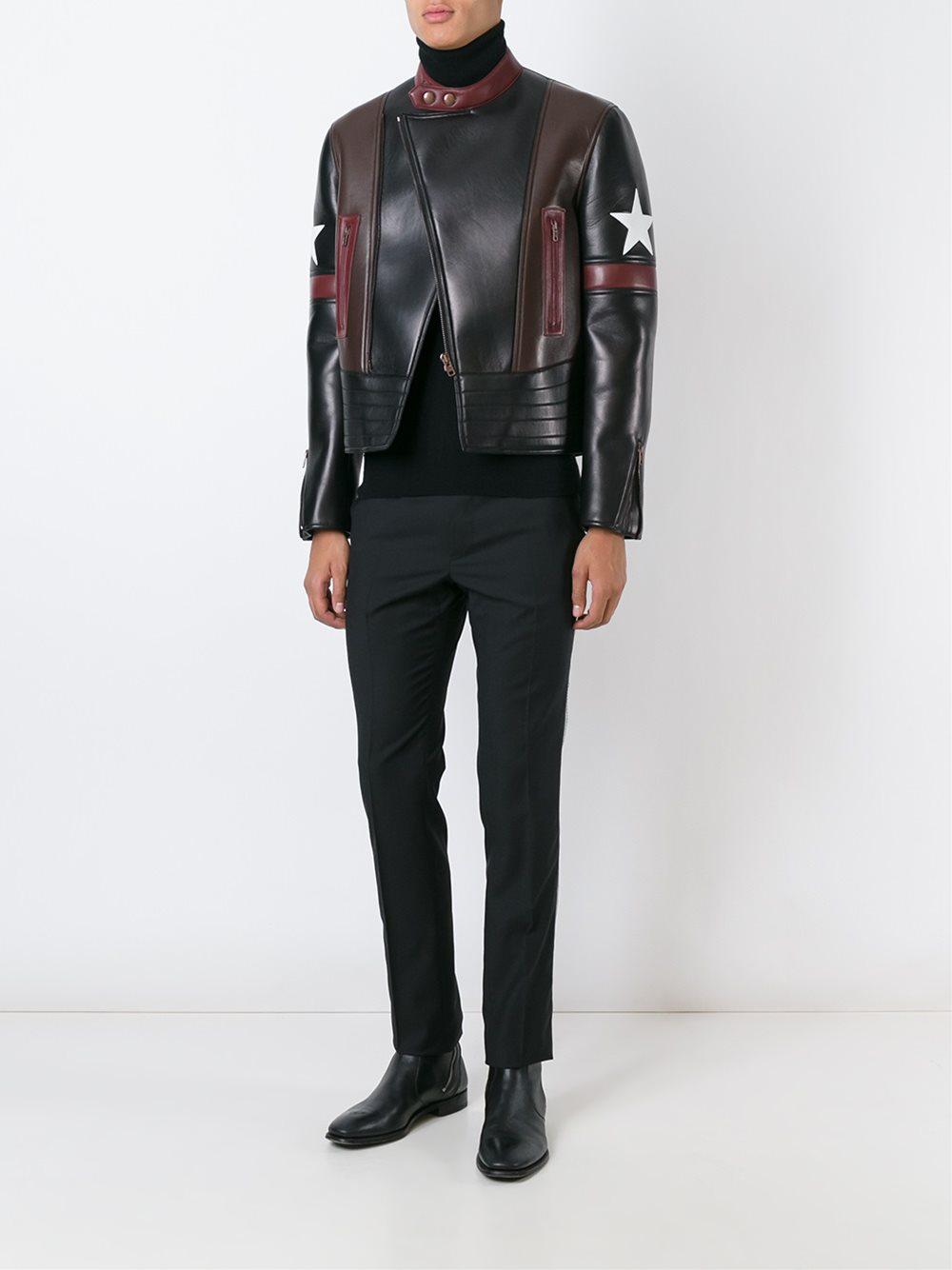 Givenchy Star Patch Biker Jacket in Black for Men Lyst