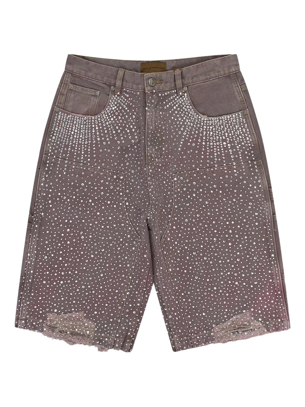 BIRTH OF ROYAL CHILD rhinestone shorts 20K Diamond Starlight Denim
