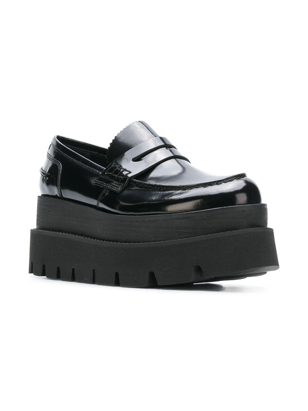 MM6 by Maison Martin Margiela Leather Platform Loafers in Black - Lyst