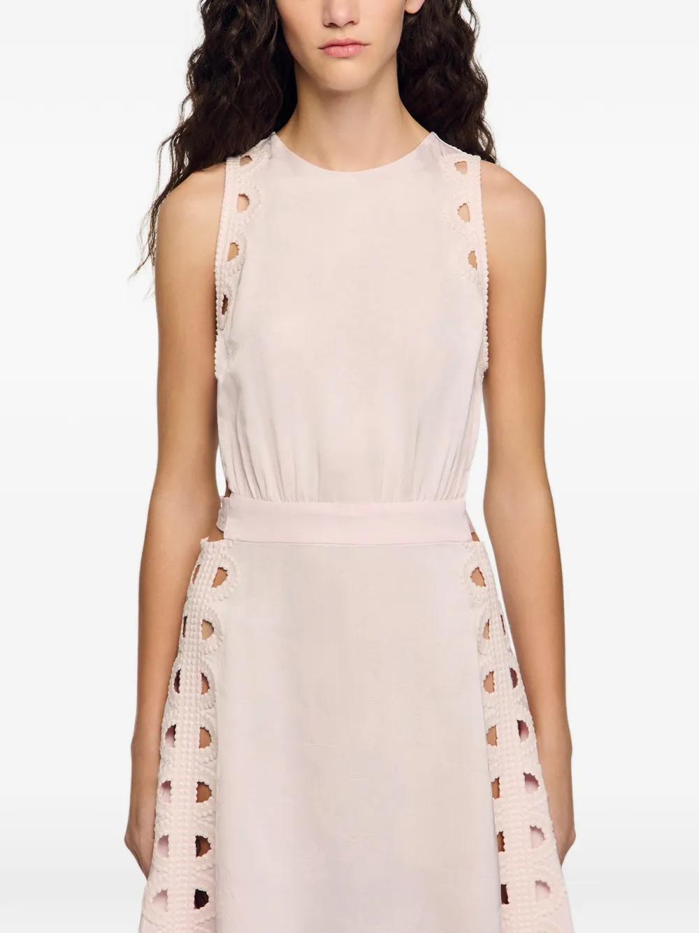 knee length dresses for ladies Sandro Fine-knit midi dress with openwork design yellow  PALMA PARIS