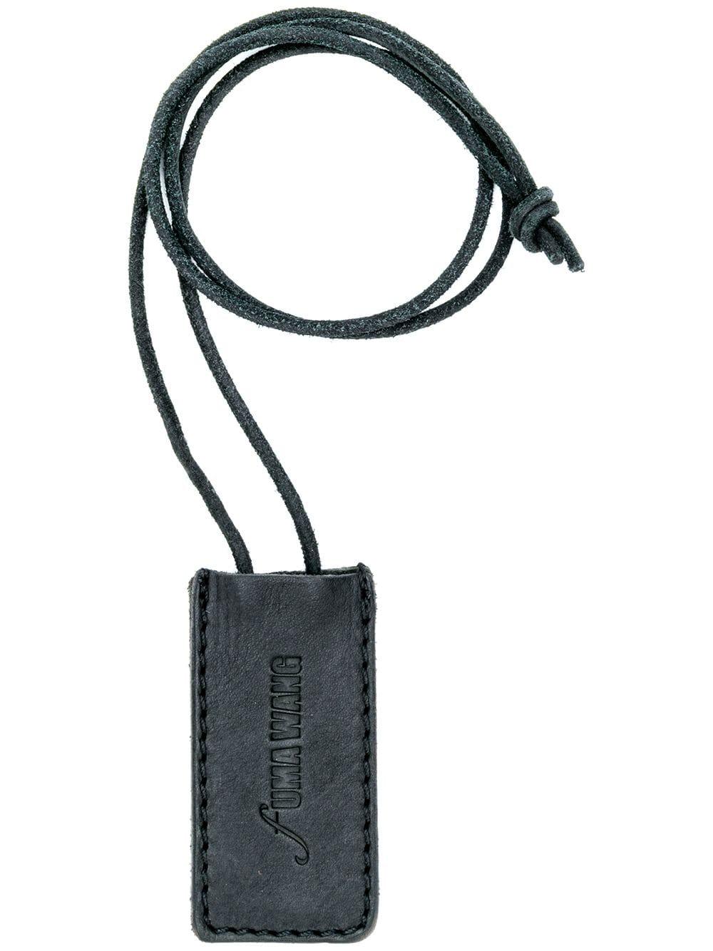 Uma Wang Embossed Logo Leather Tag in Black - Lyst