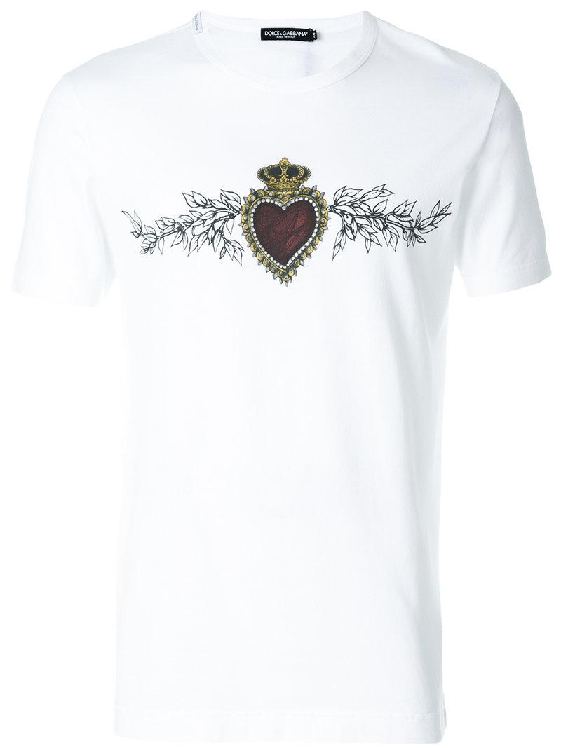 Dolce & Gabbana Cotton Sacred Heart T-shirt in White for Men | Lyst