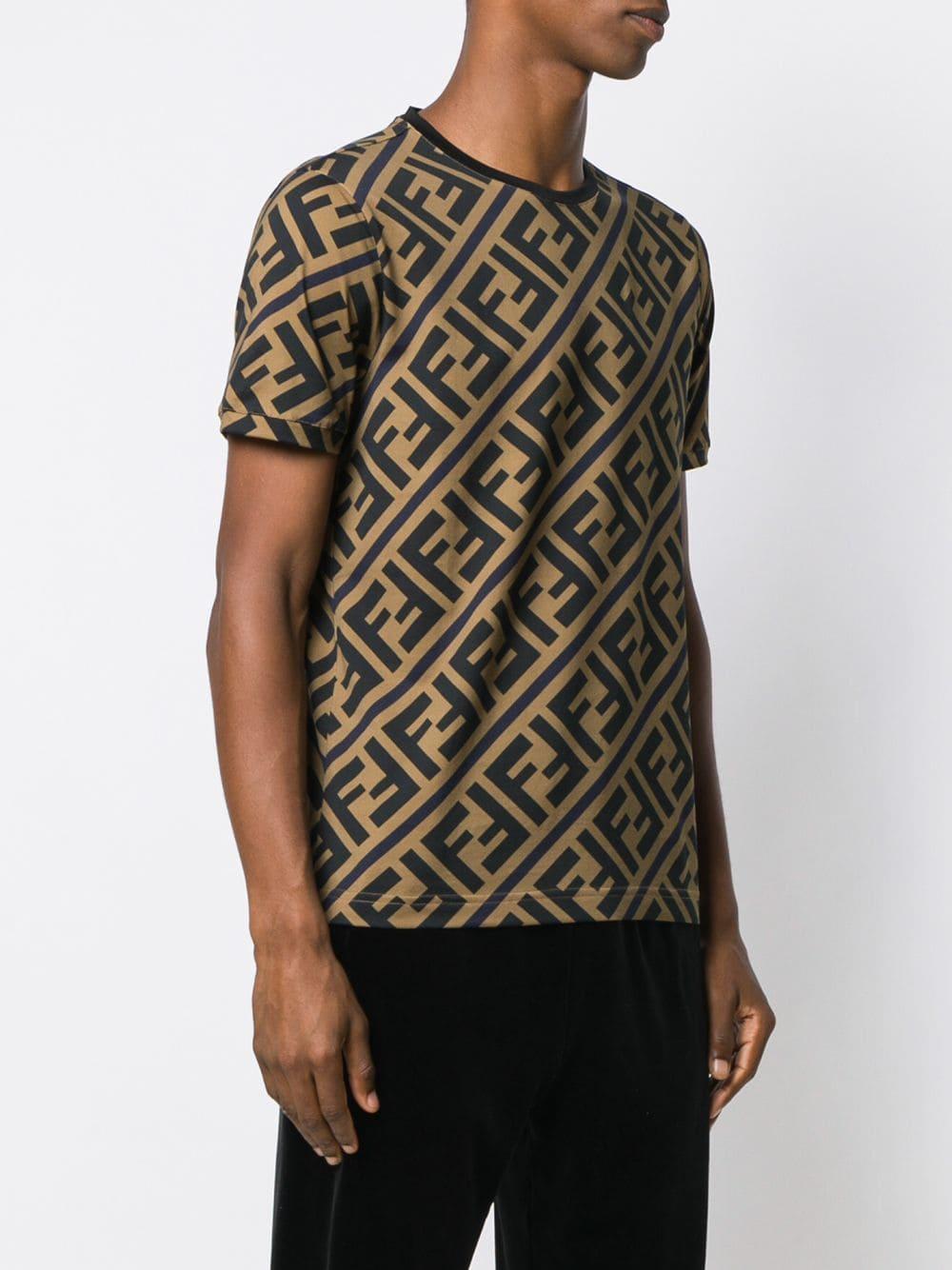 Fendi Cotton Ff Monogram T-shirt in Brown for Men | Lyst