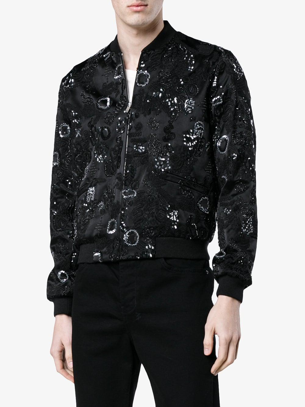 Saint laurent embroidered bomber best sale jacket