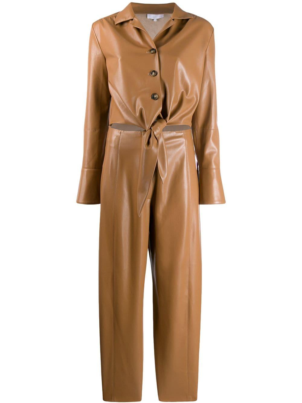Nanushka Faux Leather Jumpsuit in Brown - Lyst