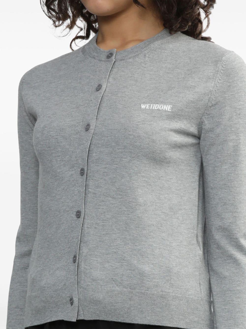 We11done Gray Bolt Teddy Sweater