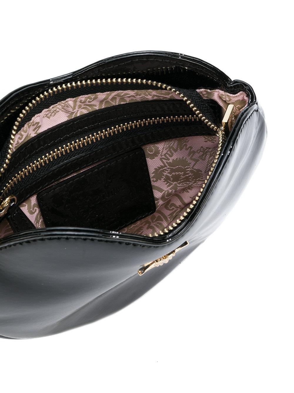 Vivienne Westwood Black Patent Sparkle Orb 2way Heart Bag