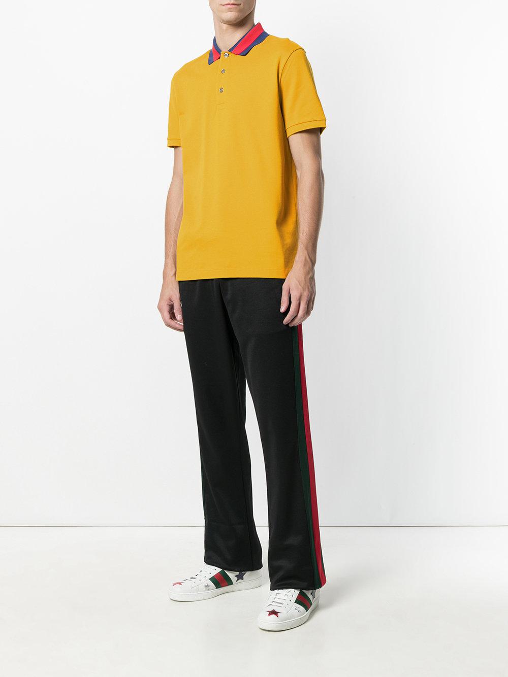 Lyst - Gucci Polo Shirt With Wolf Appliqué in Yellow for Men
