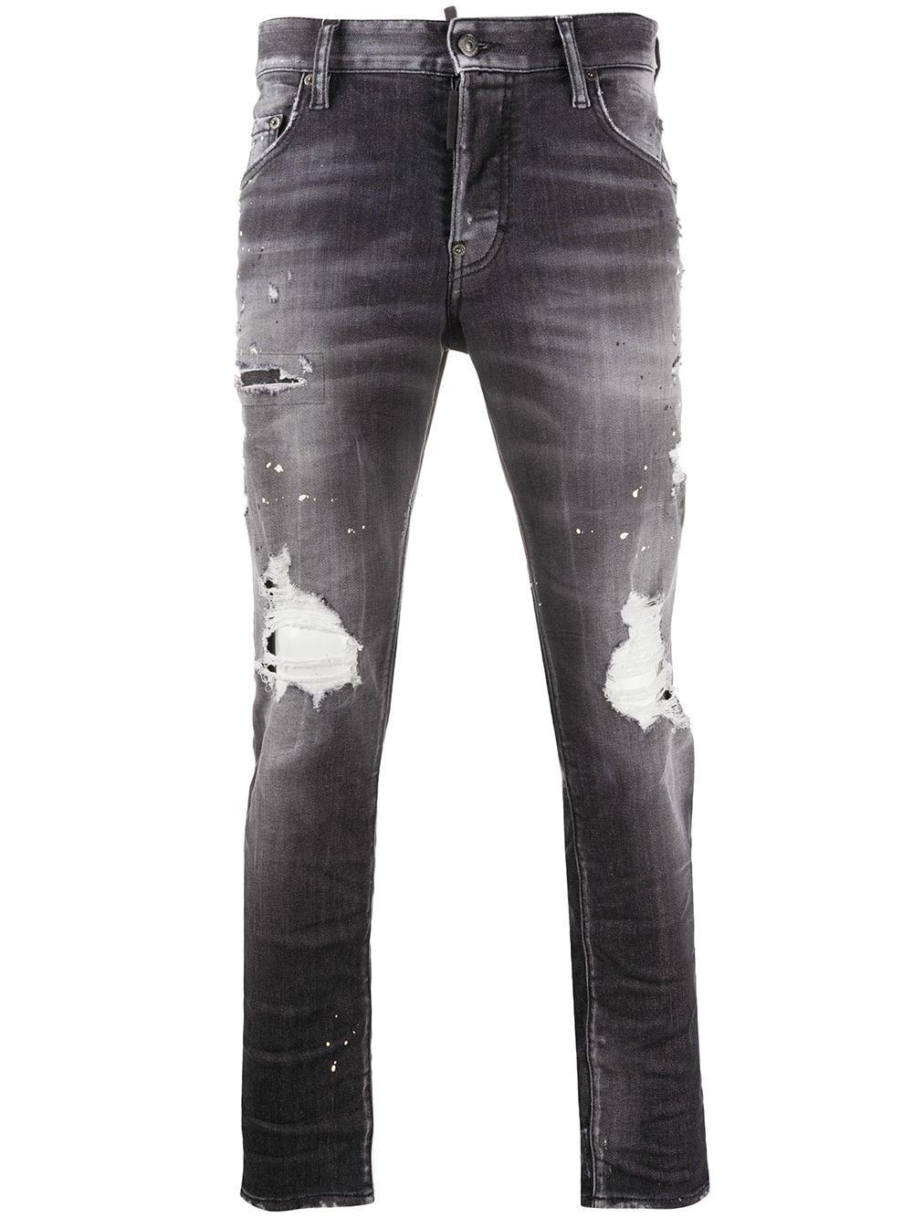 DSquared² Denim Skater Ripped Skinny Jeans in Black for Men - Save 25% ...