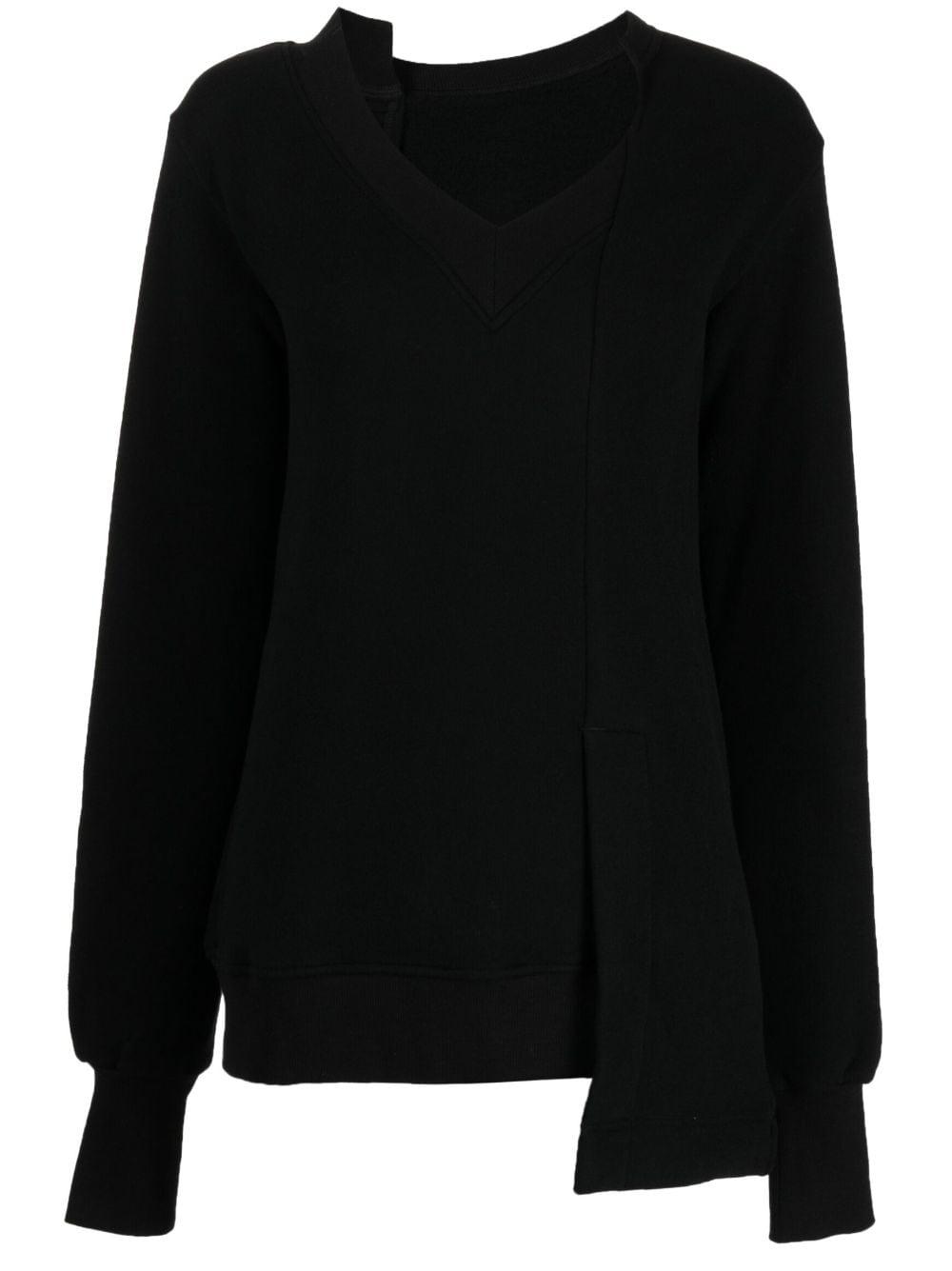 Yohji Yamamoto Asymmetric V-neck Sweatshirt in Black | Lyst