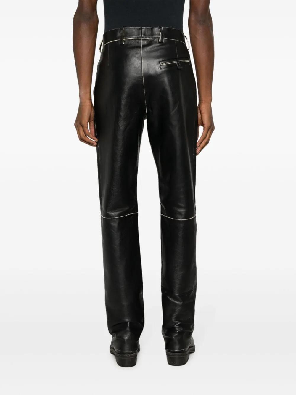 Martine Rose Straight-Leg Leather Trousers in Black | Lyst