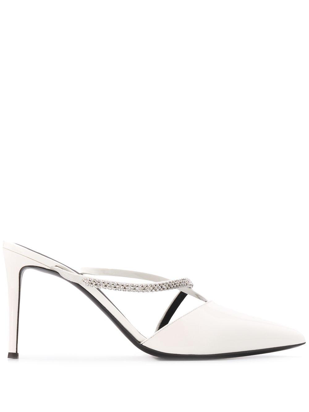 white pointed toe mule