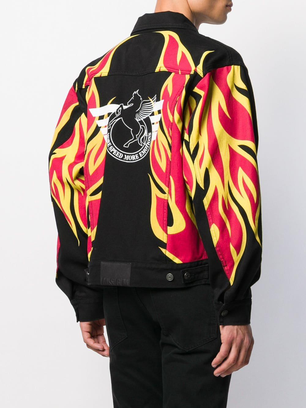 MSGM Flame Print Denim Jacket in Black for Men | Lyst